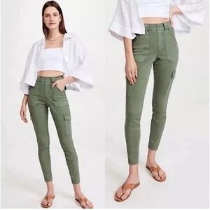 Spanx Olive Green Stretch Twill Ankle Cargo Pants Olive Green Size Large Utility